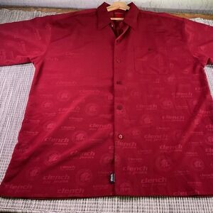 Clench 701 Jeans Mens XXL Red All Over Logo Short Sleeve Button Down Shirt Y2K
